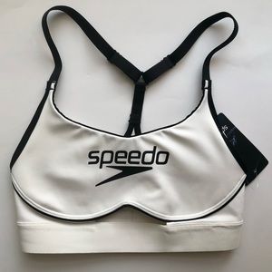 Speedo White Black Women’s Cut out Sports Bra XS